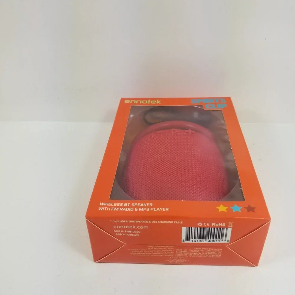 Sports clip Speaker red wireless with FM radio, MP3 player
